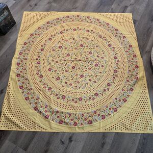 French Tablecloth - Red Orange & Yellow Floral  French Provençal 100% Cotton